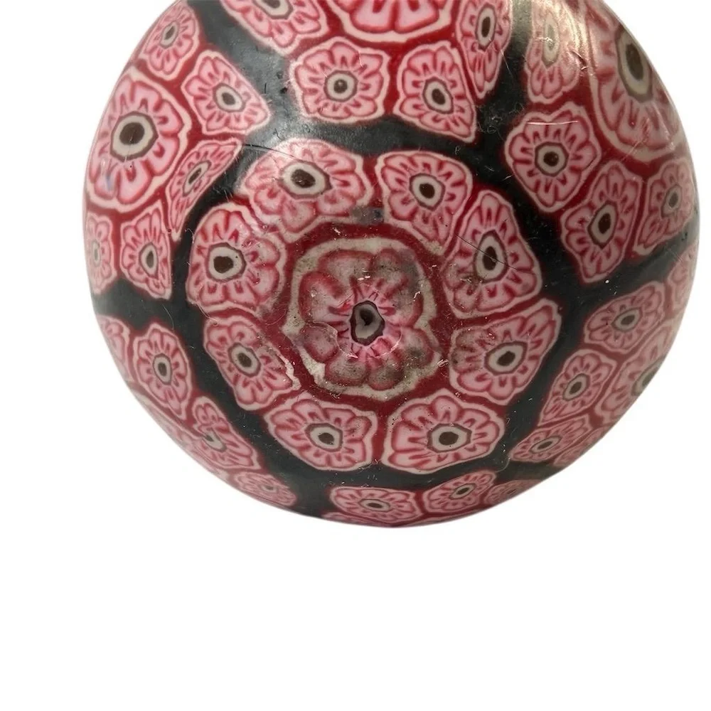 Vintage‎ Millefiori egg shaped candle pinkish red/black
